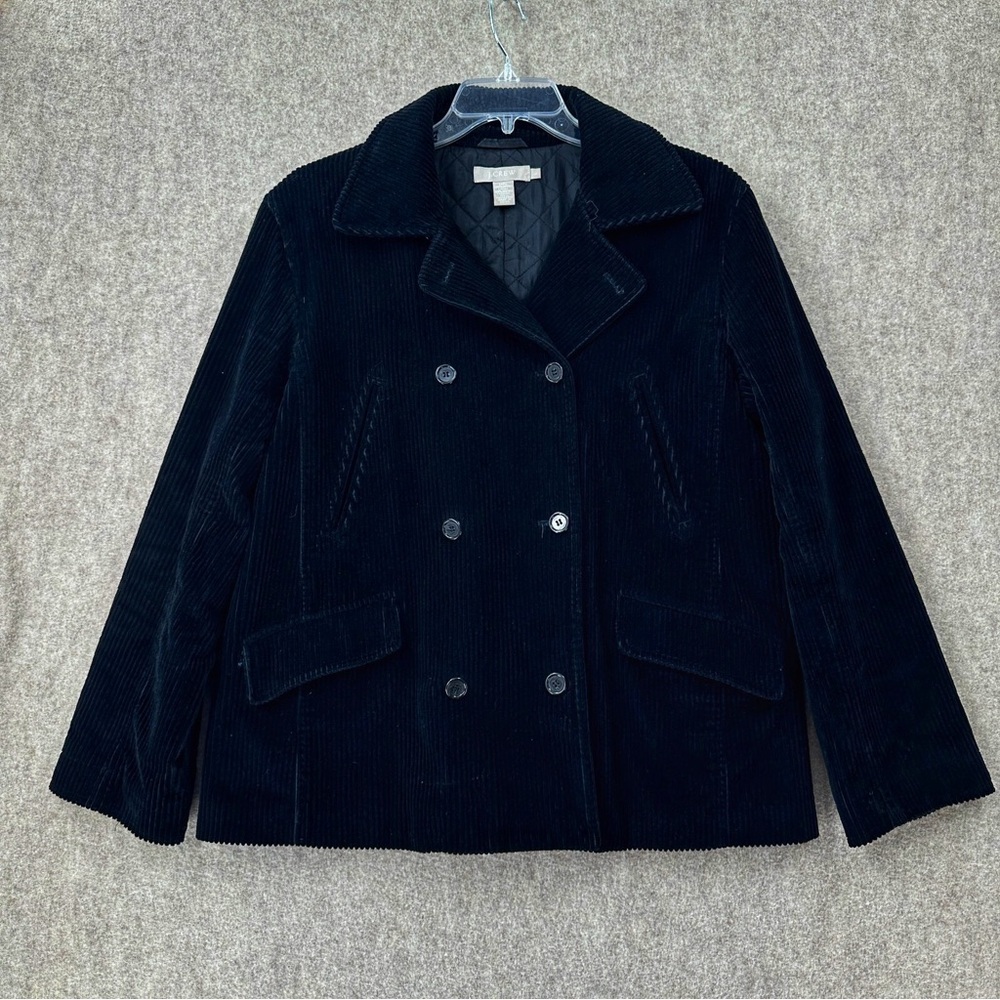 J. Crew Black Corduroy Pea Coat Size L